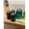 Image 3 : Lot of 6 Insulators 1 purple and rare greenish/yellow has chips Whitall Tatum #2