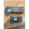 Image 1 : Axe and hatchet heads - Hatchet, stamped lion head, 3" blade & Axe, Tomahawk style, 4 1/4" blade
