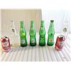 Image 1 : 6 Vintage Canada Dry bottles- 4 green 2 clear w/ 2 bonus cans