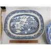 Image 2 : 2 Large Turkey Platters 19th Century Blue Willow Pattern 1 chipped