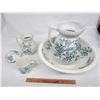 Image 2 : 5 Piece Antique Pitcher and Basin Set Soap Dish cracked