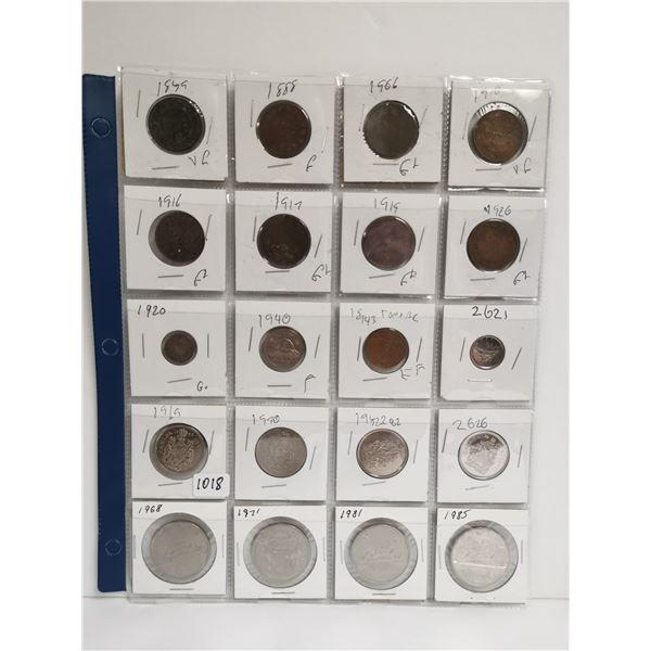 Canadian Coin Collection Sheets Sheet of 20 mix of Canadian Coins - Schmalz Auctions