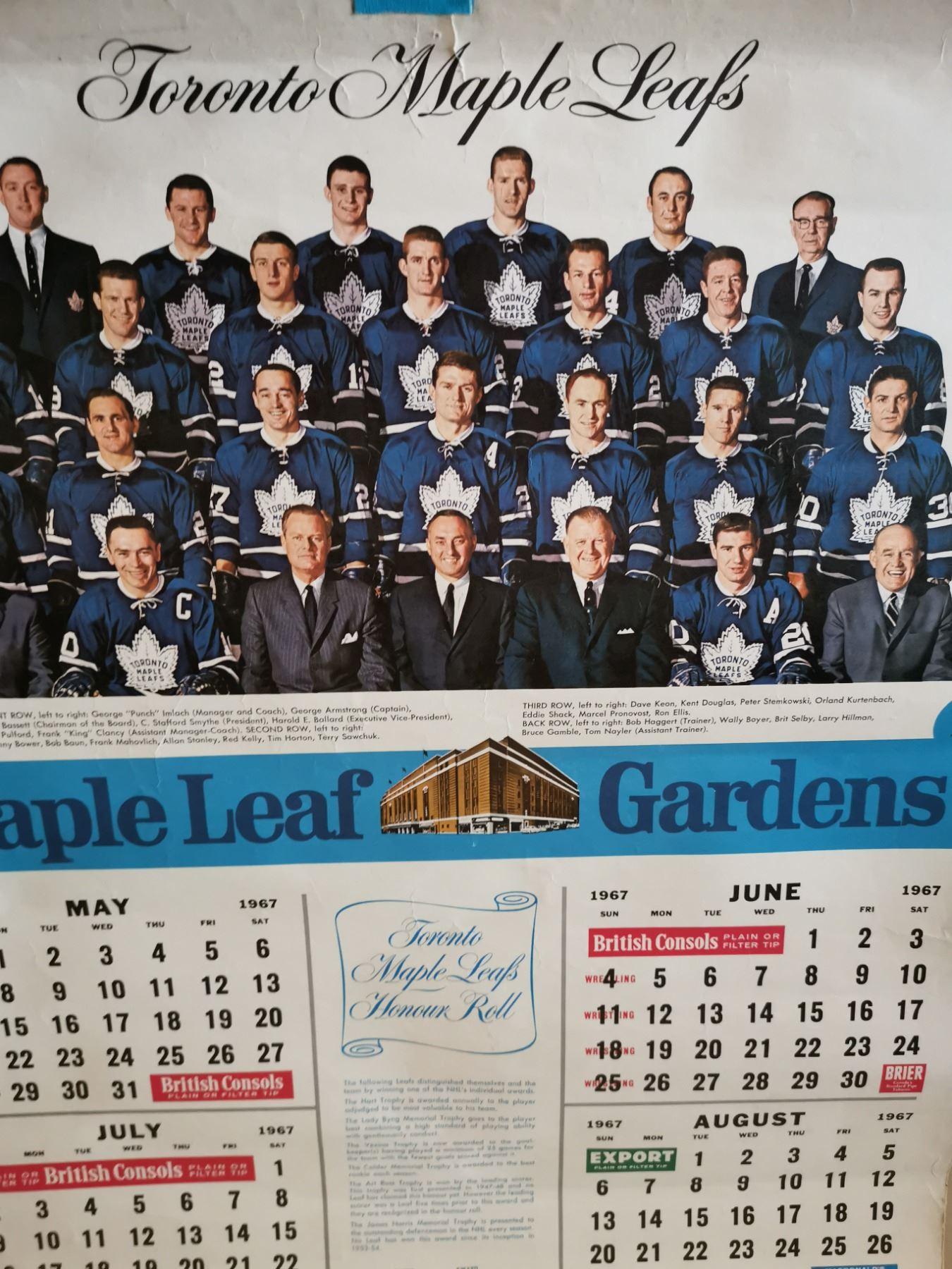 1967 Toronto Maple Leafs Team Calendar Export A Schmalz Auctions 1967 Toronto Maple Leafs Team Calendar Export A Schmalz Auctions