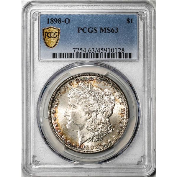 1898-O $1 Morgan Silver Dollar Coin PCGS MS63 Nice Toning