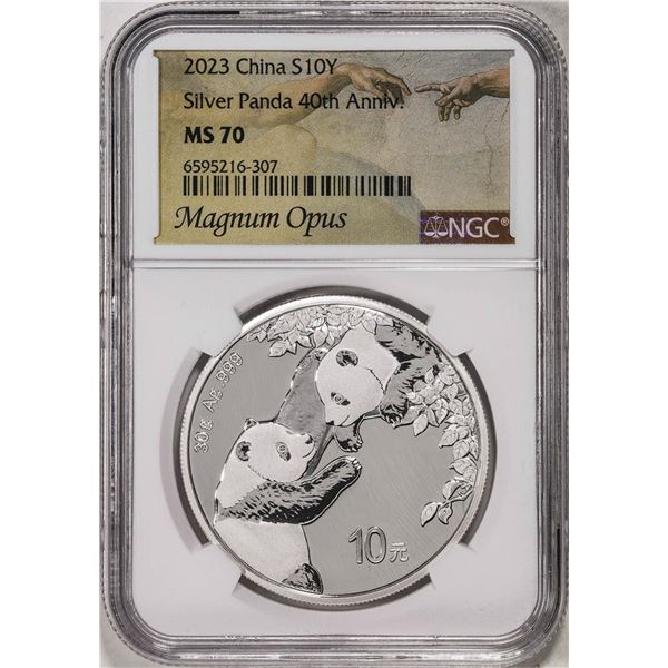 2023 China 10 Yuan Silver Panda Coin 40th Anniversary NGC MS70 Magnum Opus
