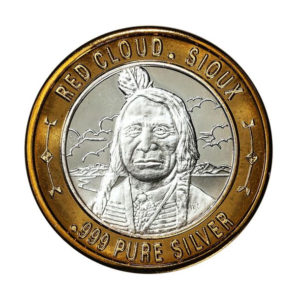 .999 Silver Red Cloud Sioux $10 Casino Limited Native American Series Gaming Token
