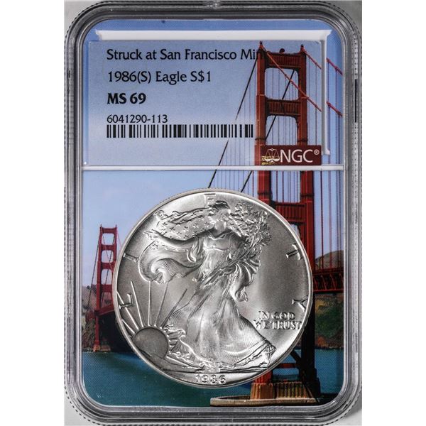1986-S $1 American Silver Eagle Coin NGC MS69