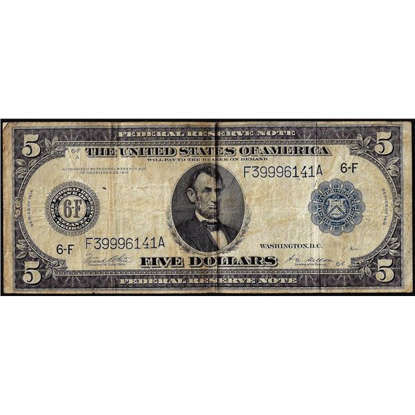 1914 $5 Federal Reserve Note Atlanta