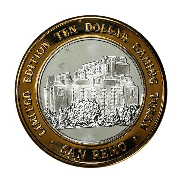 .999 Silver Hotel San Remo Las Vegas, Nevada $10 Casino Limited Edition Gaming Token