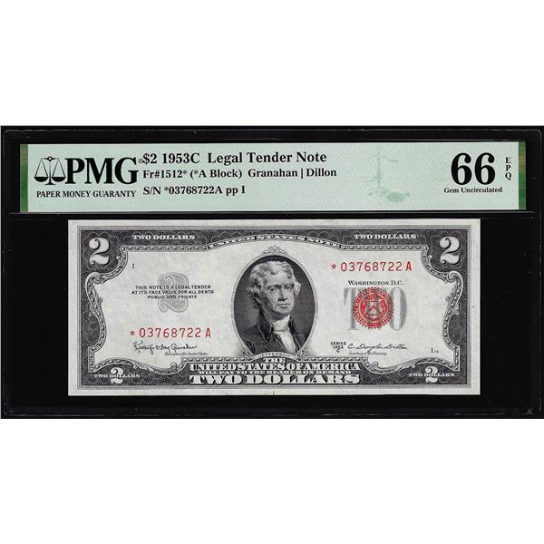 1953C $2 Legal Tender Star Note Fr.1512* PMG Gem Uncirculated 66EPQ