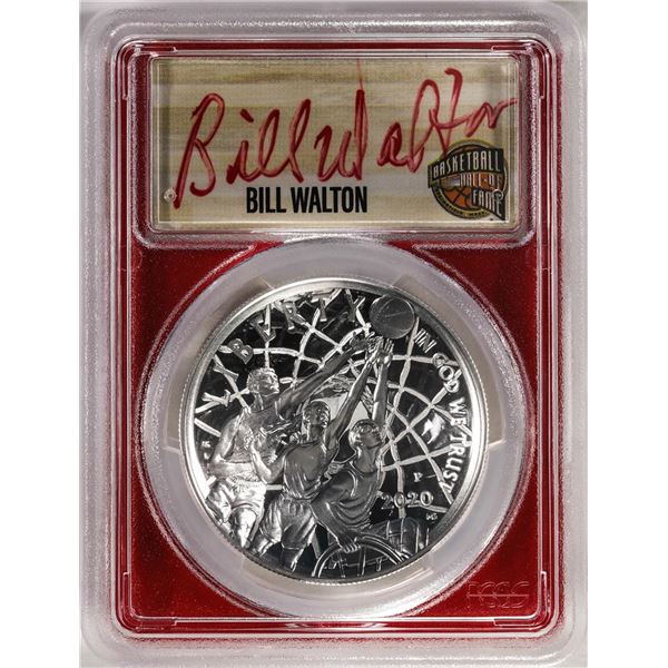 2020-P $1 Basketball HOF Silver Dollar Coin PCGS PR70DCAM Bill Walton Signature FDOI