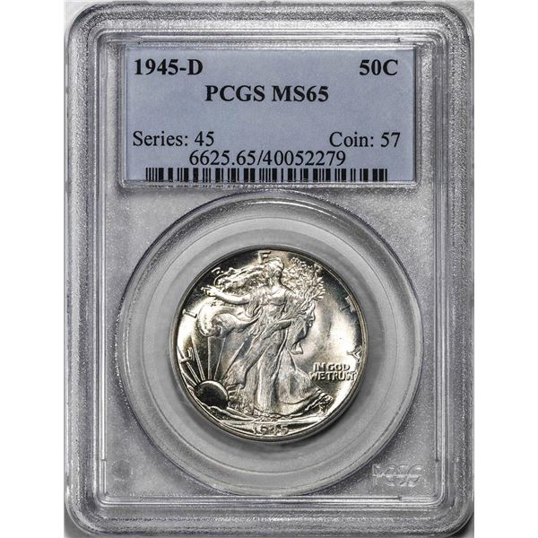 1945-D Walking Liberty Half Dollar Coin PCGS MS65