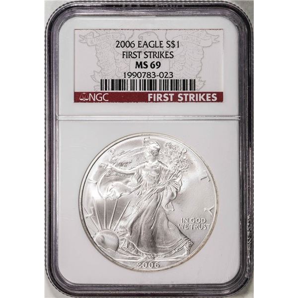 2006 $1 American Silver Eagle Coin NGC MS69 First Strikes