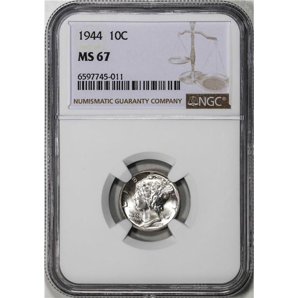 1944 Mercury Dime Coin NGC MS67