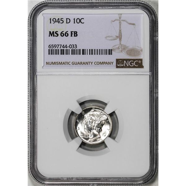 1945-D Mercury Dime Coin NGC MS66FB