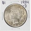Image 1 : 1934-D $1 Peace Silver Dollar Coin