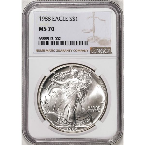 1988 $1 American Silver Eagle Coin NGC MS70