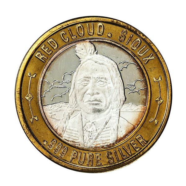 .999 Silver Red Cloud Sioux $10 Casino Limited Native American Series Gaming Token