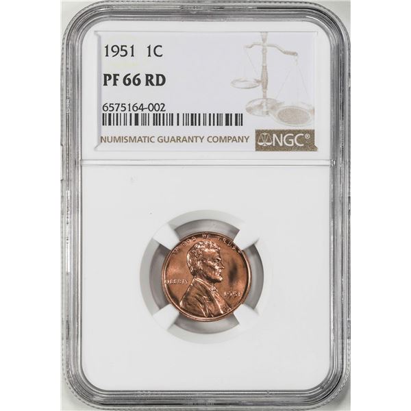1951 Proof Lincoln Wheat Cent Coin NGC PF66RD