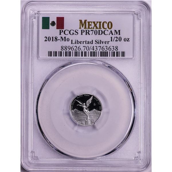 2018-Mo Mexico Proof 1/20 oz Silver Libertad Coin PCGS PR70DCAM
