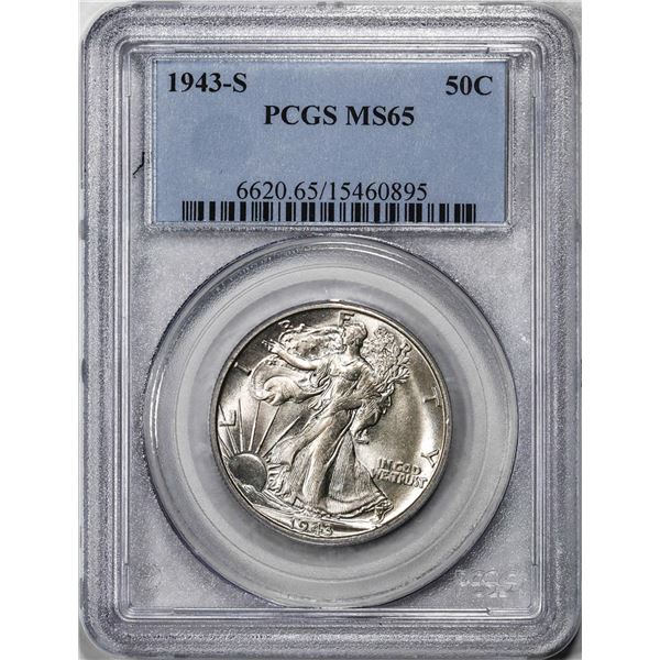 1943-S Walking Liberty Half Dollar Coin PCGS MS65