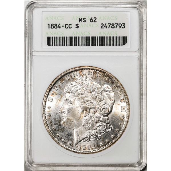 1884-CC $1 Morgan Silver Dollar Coin ANACS MS62 Old Soap Box Holder