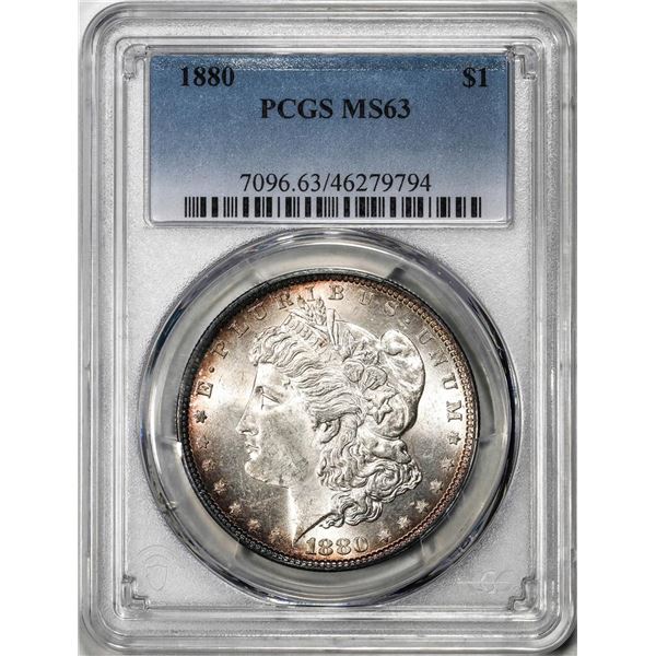 1880 $1 Morgan Silver Dollar Coin PCGS MS63