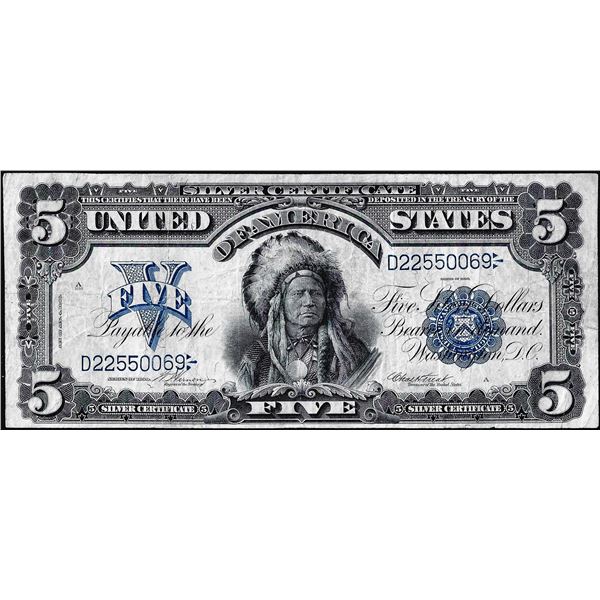 1899 $5 Indian Chief Silver Certificate Note