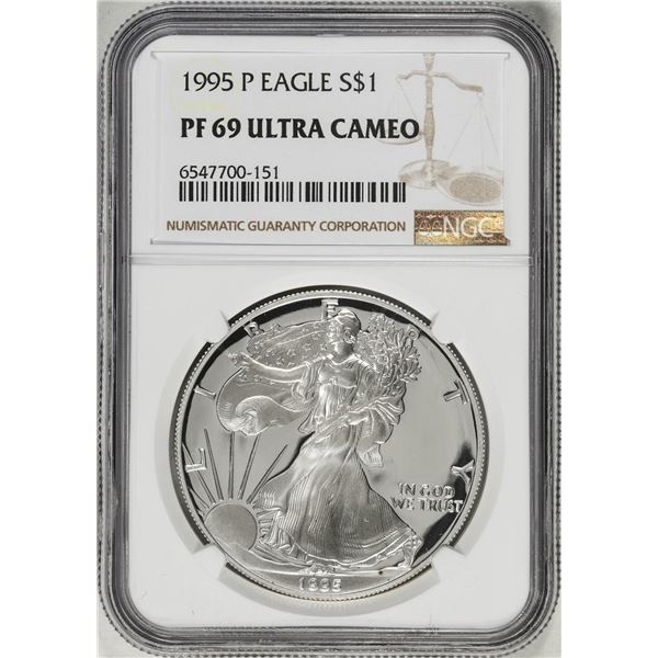 1995-P $1 Proof American Silver Eagle Coin NGC PF69 Ultra Cameo
