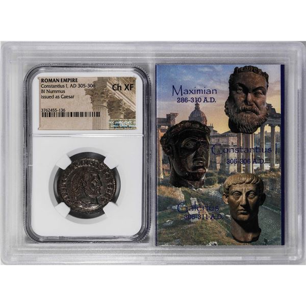 Roman Empire Constantius I 305-306 AD BI Nummus Ancient Coin NGC Ch XF Story Box