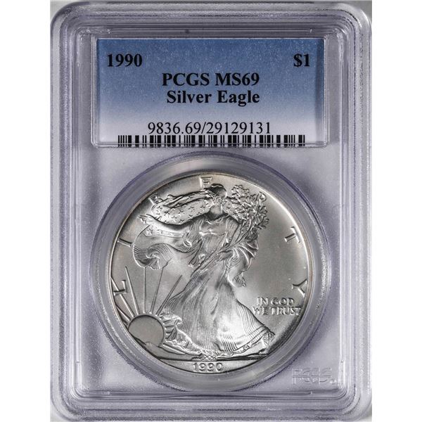 1990 $1 American Silver Eagle Coin PCGS MS69