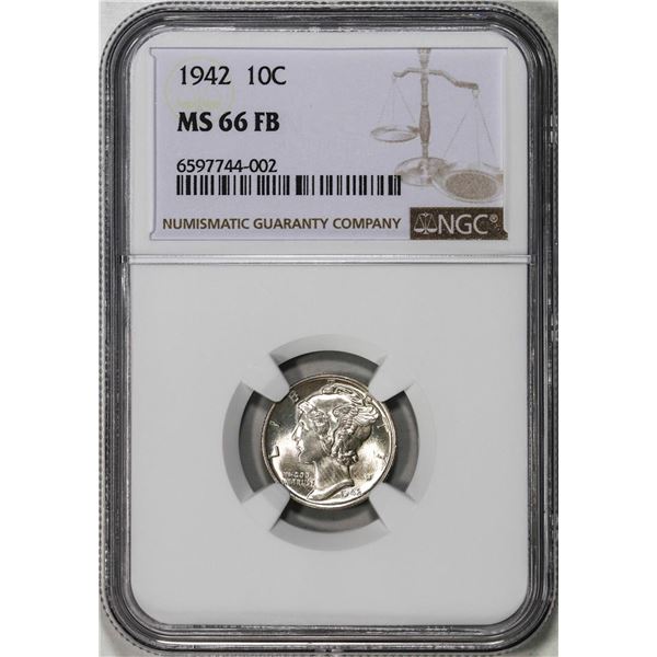 1942 Mercury Dime Coin NGC MS66FB