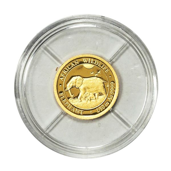 2022 Somalia Republic African Wildlife Elephant 20 Shillings 1/50 oz Gold Coin