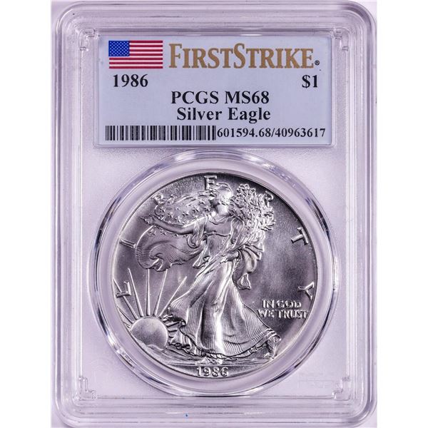 1986 $1 American Silver Eagle Coin PCGS MS68 First Strike