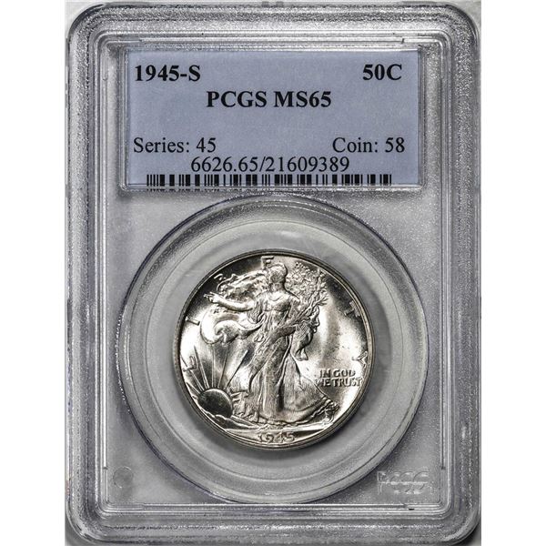 1945-S Walking Liberty Half Dollar Coin PCGS MS65