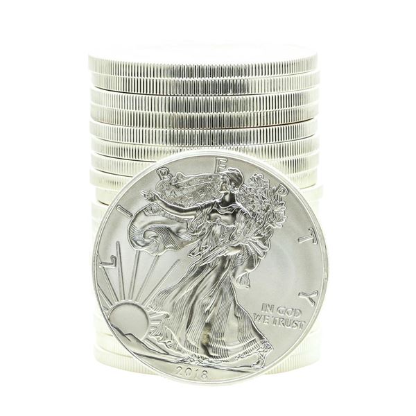 Roll of (20) Brilliant Uncirculated 2018 $1 American Silver Eagle Coins