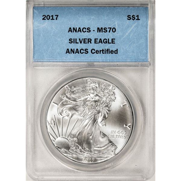2017 $1 American Silver Eagle Coin ANACS MS70