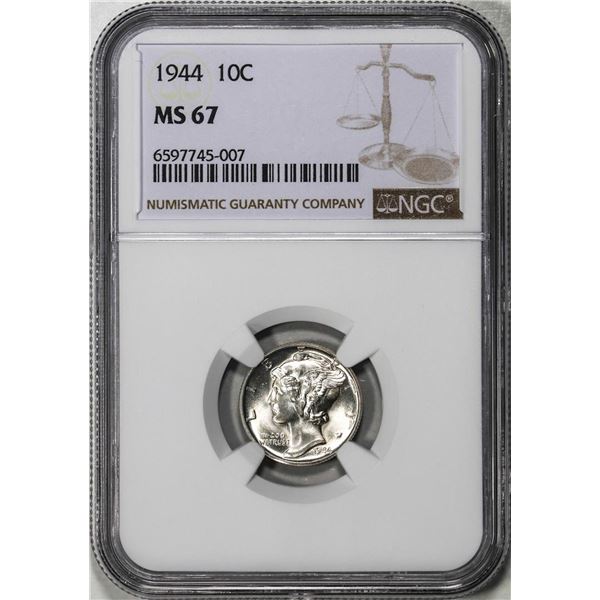 1944 Mercury Dime Coin NGC MS67