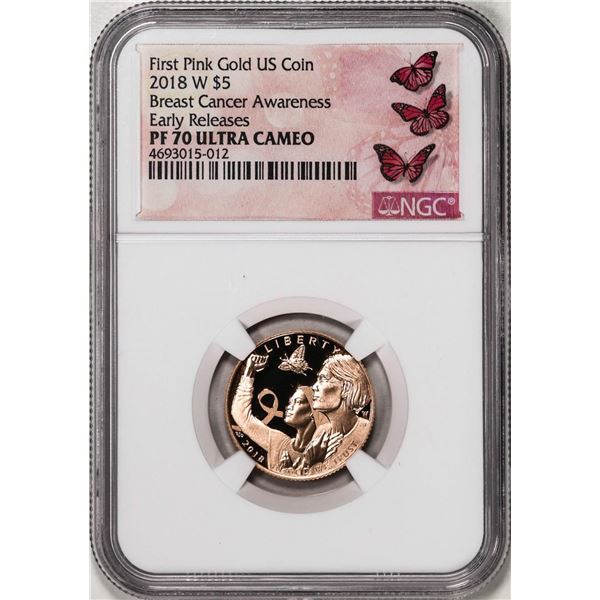 2018-W $5 Breast Cancer Awareness Commemorative Gold Coin NGC PF70 Ultra Cameo ER