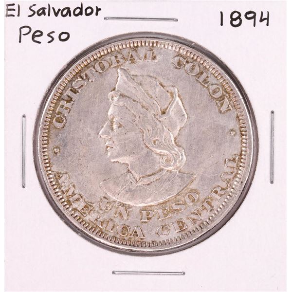 1894 El Salvador Peso Silver Coin