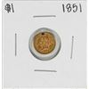 Image 1 : 1851 $1 Liberty Head Gold Dollar Coin Ex-Jewelry