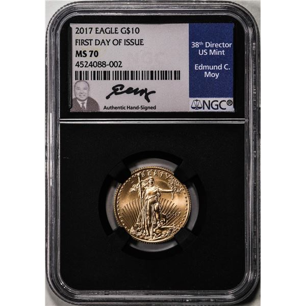 2019 $10 American Gold Eagle Coin NGC MS70 First Date Of Issue Moy Signature