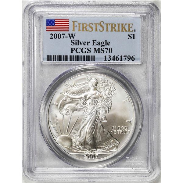 2007-W $1 Burnished American Silver Eagle Coin PCGS MS70 First Strike