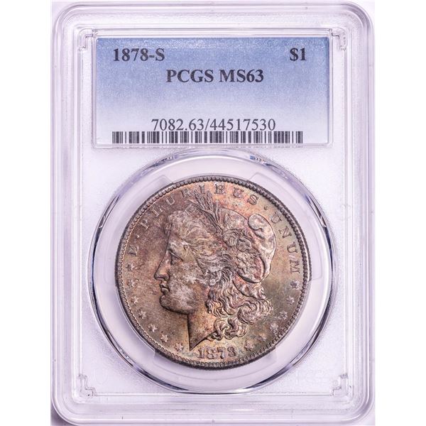 1878-S $1 Morgan Silver Dollar Coin PCGS MS63 Nice Toning