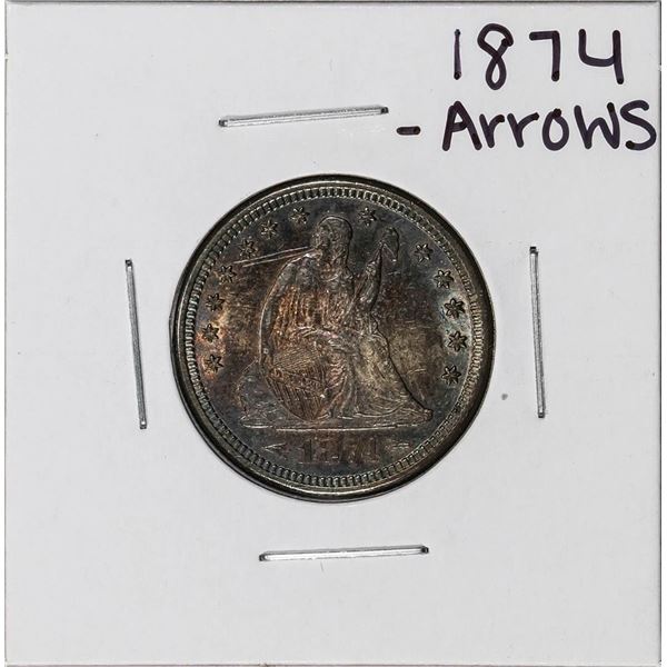 1874 Arrows Seated Liberty Quarter Coin Nice Toning