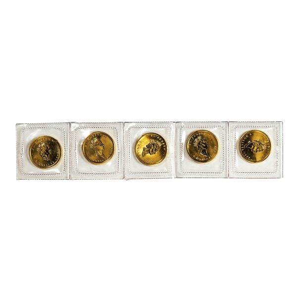 Lot of (5) Sealed 1999 Canadian $5 Maple Leaf Gold Coins