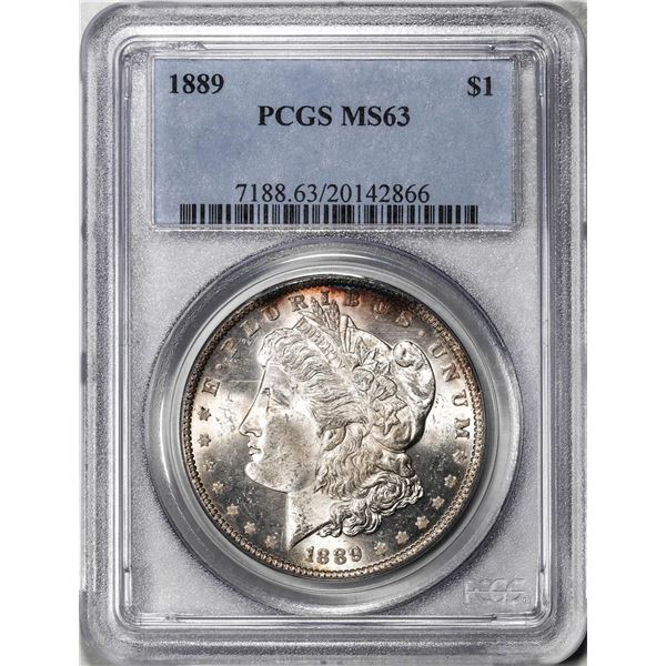 1889 $1 Morgan Silver Dollar Coin PCGS MS63