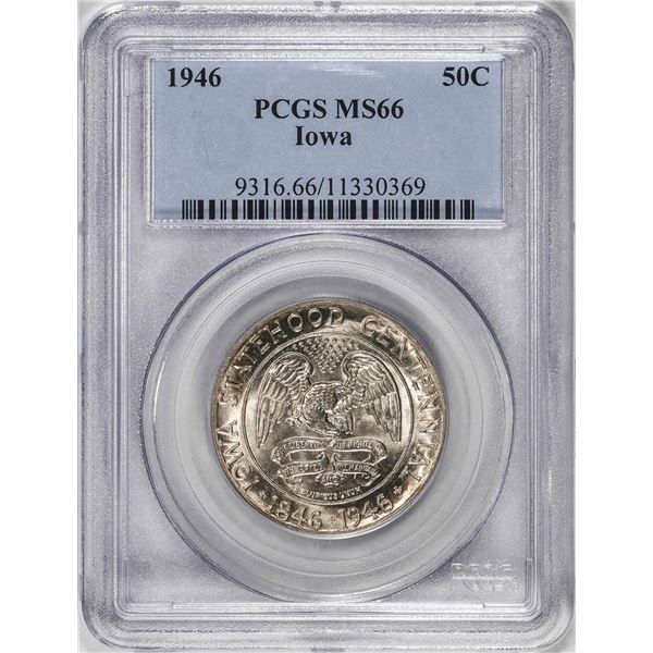 1946 Iowa Commemorative Half Dollar Coin PCGS MS66 Nice Toning