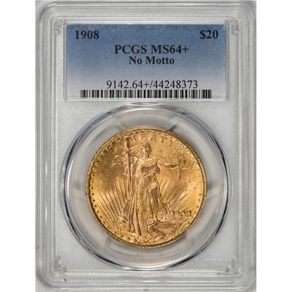 1908 $20 St. Gaudens Double Eagle Gold Coin PCGS MS64+