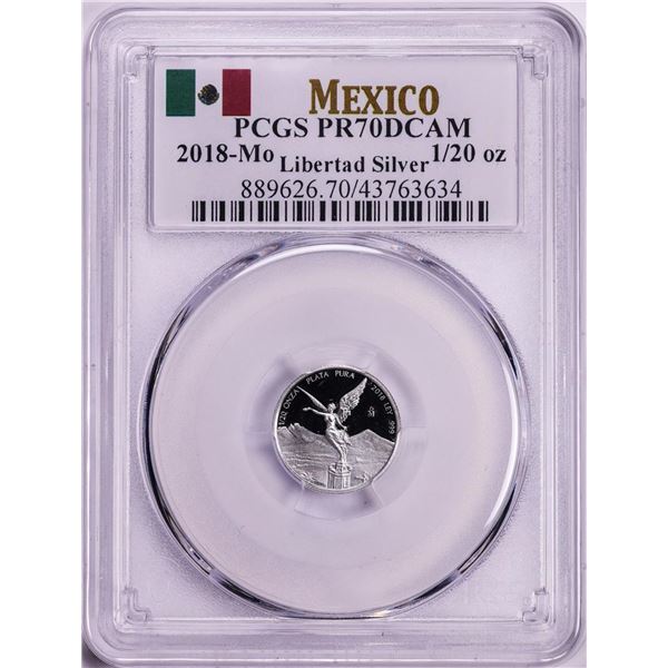 2018-Mo Mexico Proof 1/20 oz Silver Libertad Coin PCGS PR70DCAM